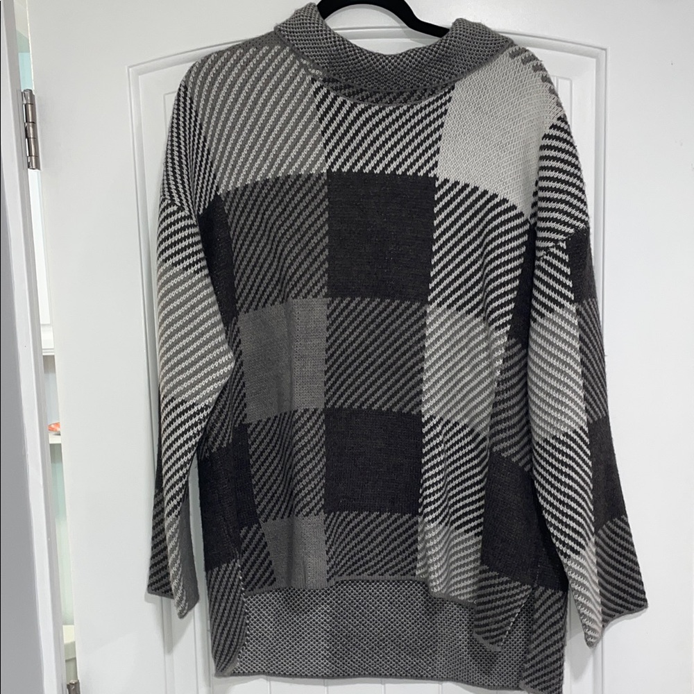 Gray and Black Checkered Sweater